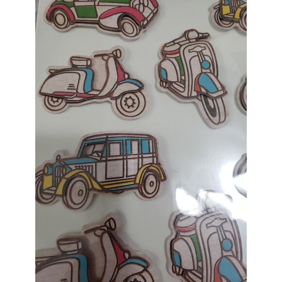 Crafters Square Pop-Up Stickers ANTIQUE CARS Vintage Motorcycles Scooter‎ Travel - Picture 4 of 8